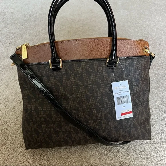 New Michael Kors Aubrey Large Satchel Brown/Luggage women’s bag